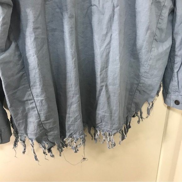 *New* Cato blue plaid flannel long sleeve button down with fray hem edge small - Picture 7 of 9